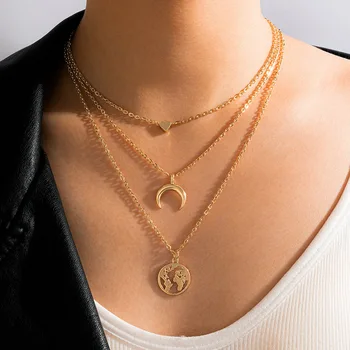 Fashion gold world map necklace For Women wholesale N2201022