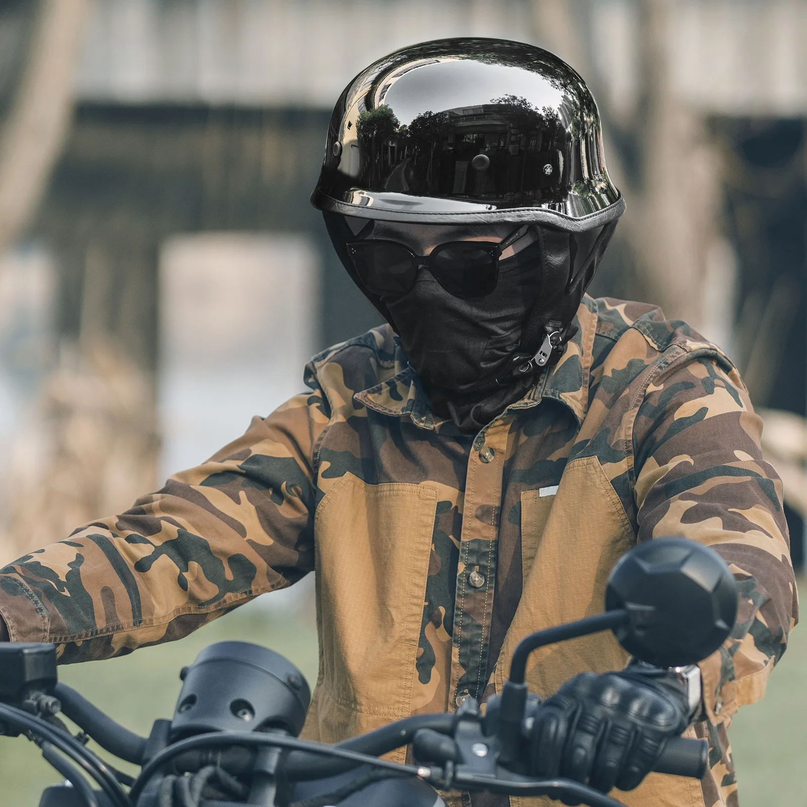 german motorcycle helmet with face shield D.O.T. German- Military Green XL Sink into the soft DOT Approved Retro German Style