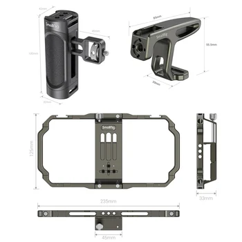 SmallRig-3155 Universal Handle Handgrip Mobile Phone Video Phone Grip Cage for iphone Aluminium Alloy Features 2 Cold Shoe Mount detail image