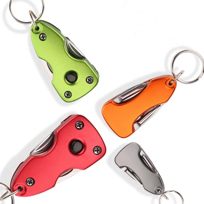 Battery Included Compact 7-function Tool with Bright LED Light On/off Power Switch and Metal Split Key Ring with Aluminium Case