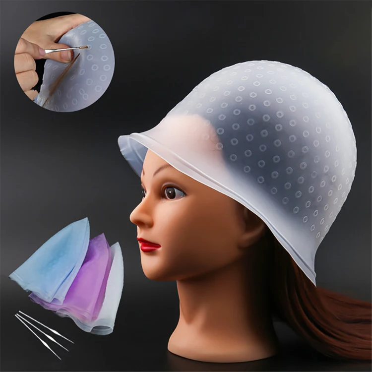 Wholesale Salon Soft Silicon Hair Dye Coloring Highlighting Cap With Metal  Hook - Buy Highlighting Hair Dye Cap,Silicone Highlighting Cap,Highlighting  Cap Product on 