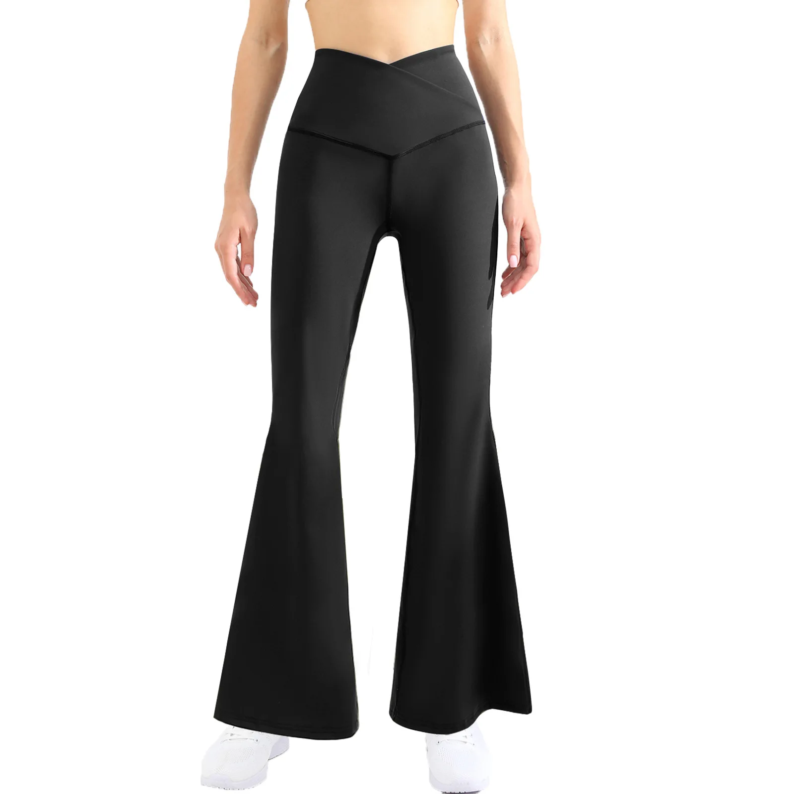 Womens Crossover Flare Leggings, High Waisted Yoga Sports Pants