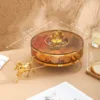 Gilded carriage round fruit platter (amber color)
