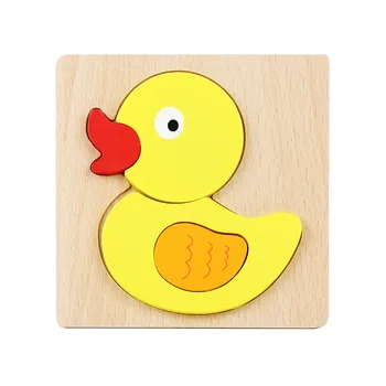 High Quality Wooden Puzzle Class Building Blocks For Children Childhood Geometry Pairing 3D Cartoon Animals Car Buckle Toys