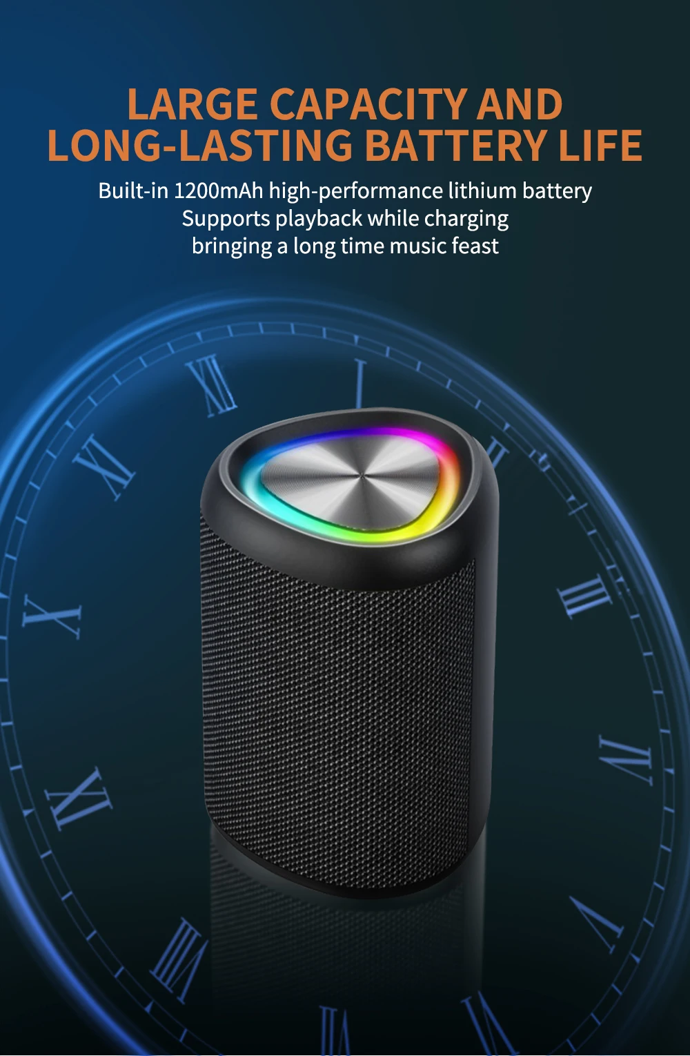 Portable Wireless Speaker with RGB LED Light - TWS 360° Sound