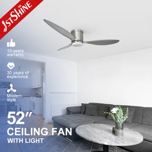 1stshine LED Ceiling Fan 52 Inches 220V ABS Blades DC Motor Silent Flush Mounted Ceiling Fan With Led Light