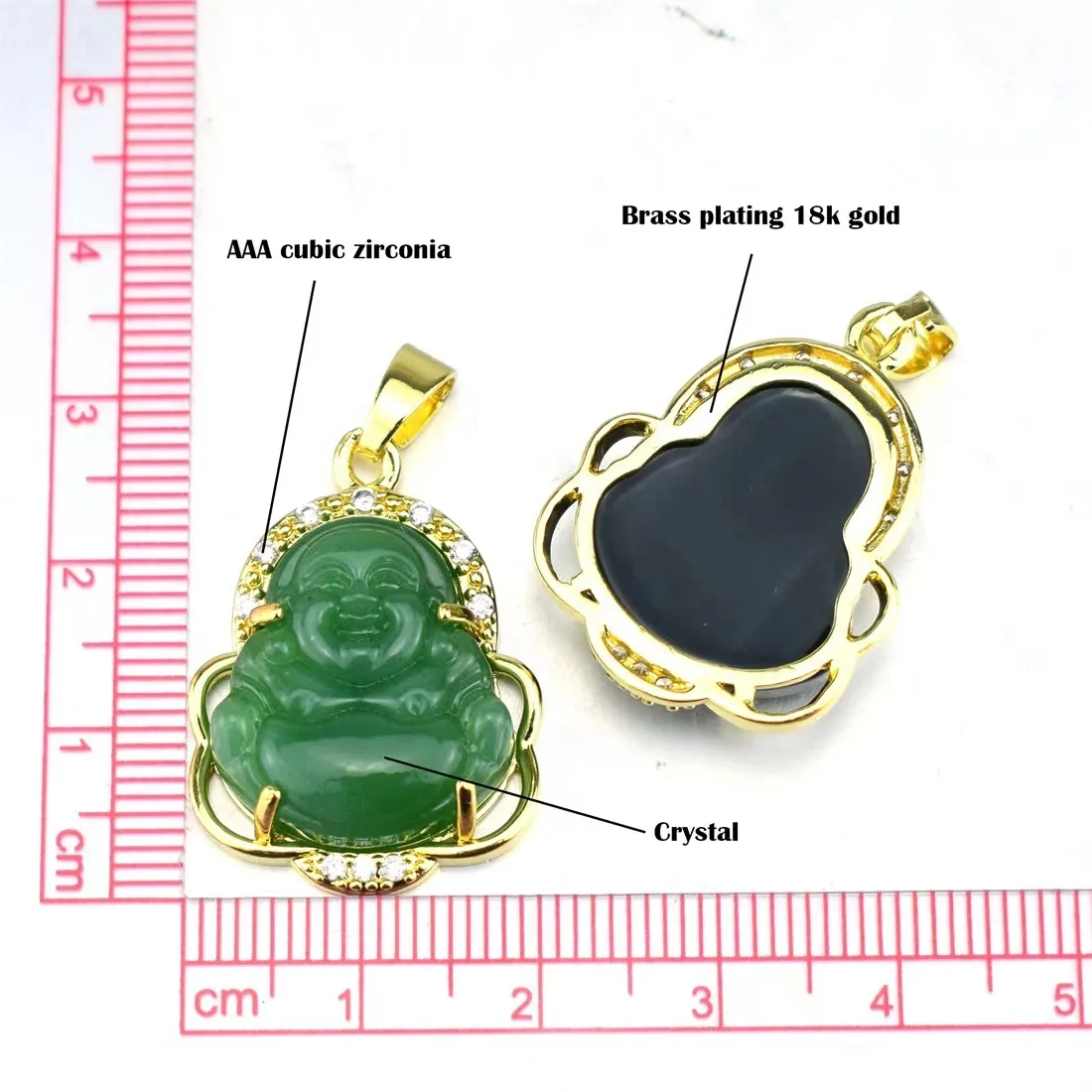 Factory Price Religious Copper Micro-inlaid Zircon Pendant  Crystal Jade Stone Buddha Pendant Necklace for Women