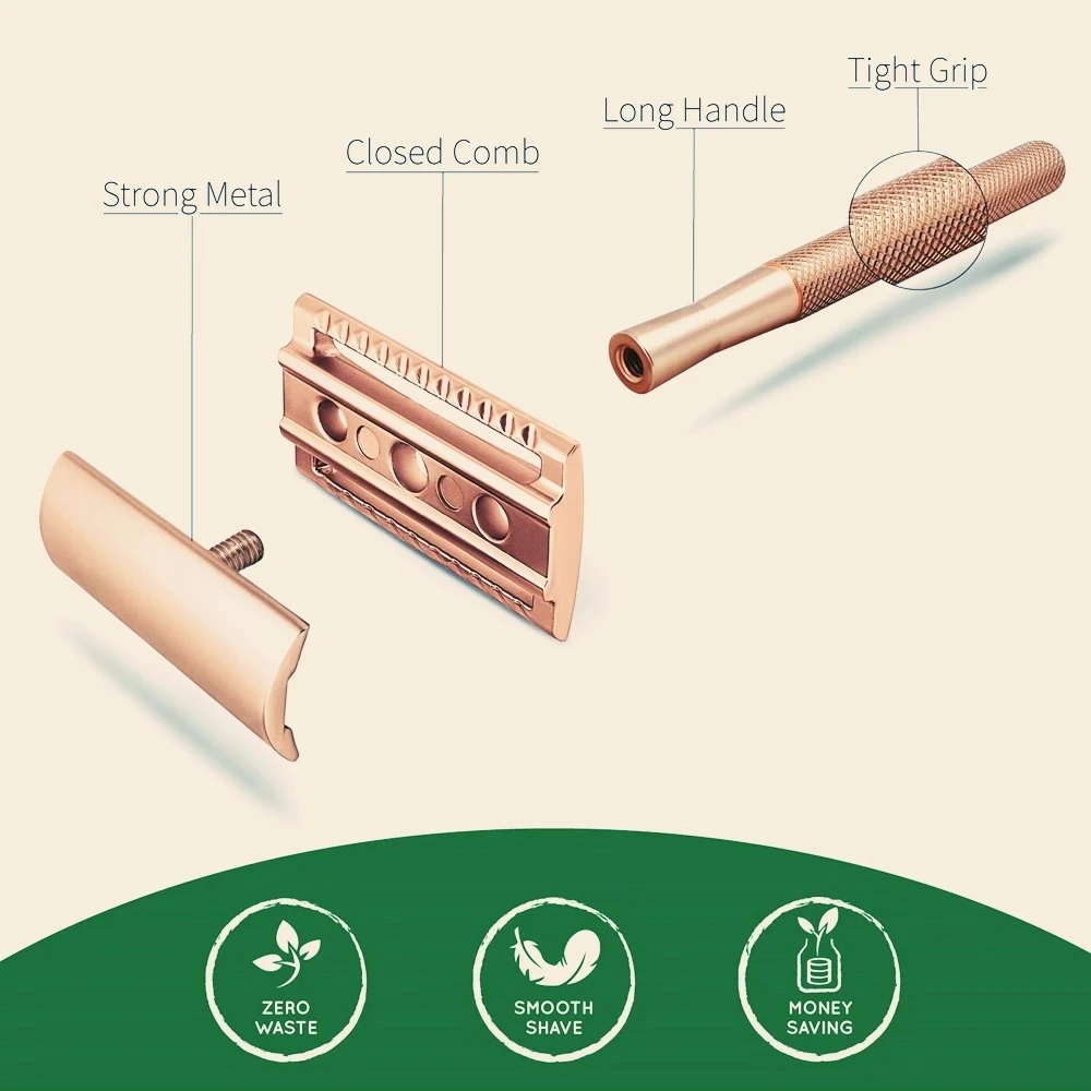Высококачественная двухсторонняя металлическая Безопасная бритва с латунной ручкой, Классическая Бритва для мужчин