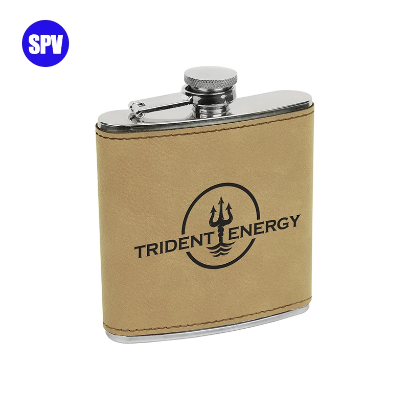 Wholesale Custom 8oz Black Laser Engraving Stainless Steel 304 Hip Flask with PU Cover