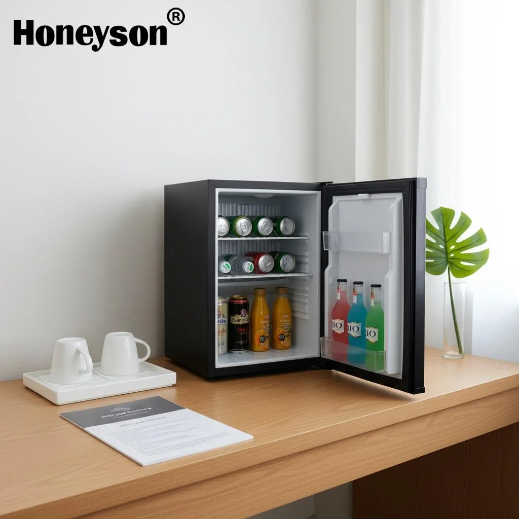 Smart Mini-Bar Hotels 20-59L Stainless Steel Thermoelectric Cooling Electric Portable Frost-Free LED Light Automatic Glass Door