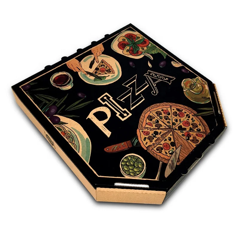 Pizza Box Custom Print Black Pizza Boxes With Logo Cheap Design Your