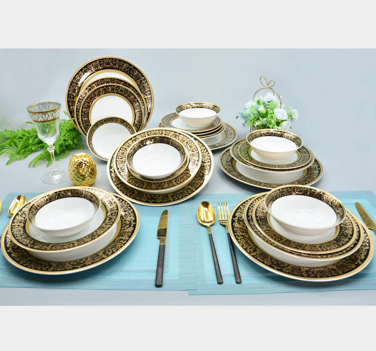 西洋の高級ディナーセット金メッキ食器セット| Alibaba.com