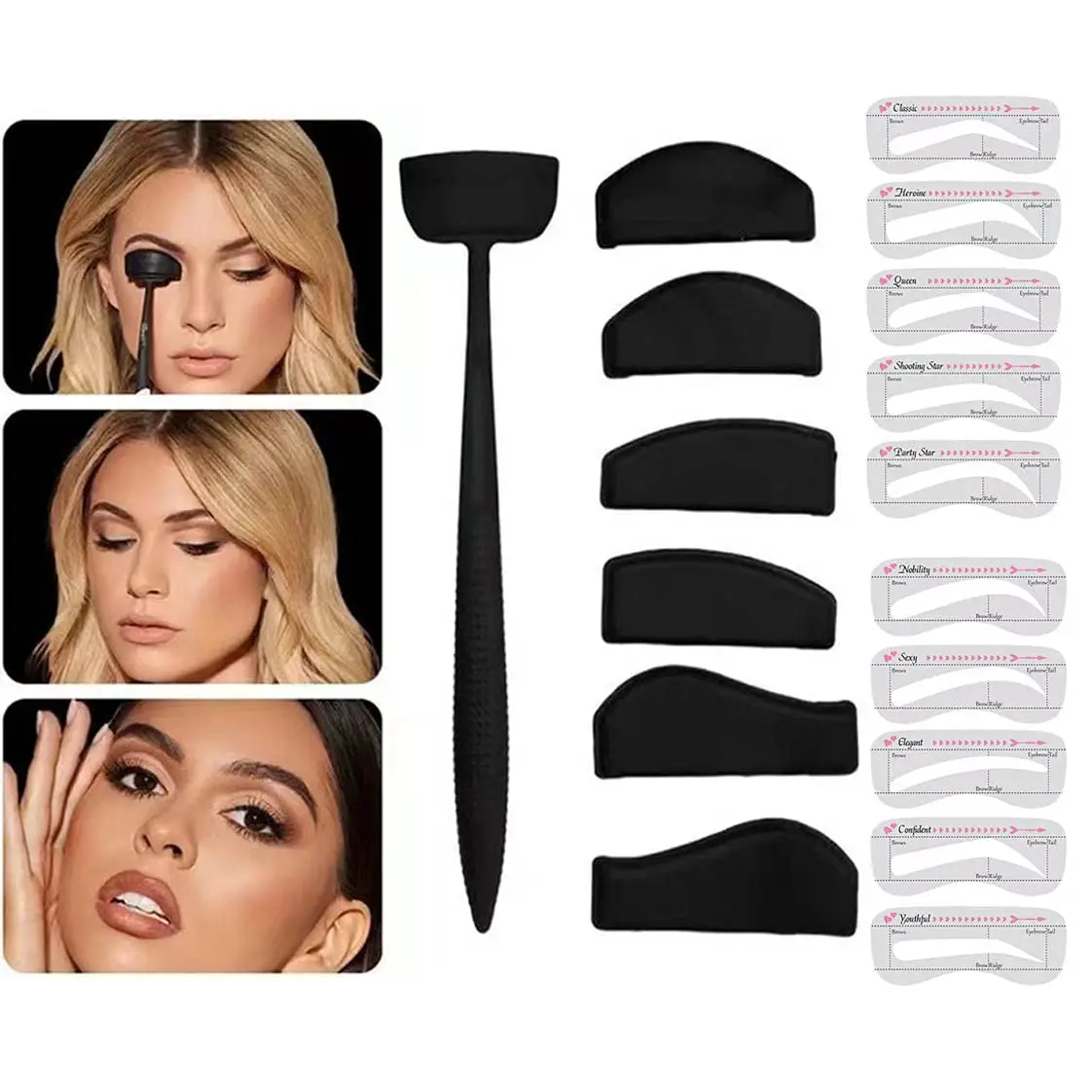 Hot Seller on Amazon Special Beauty Accessories Reusable Silicone 6 in 1 Eyeshadow Stamp Crease Line Kit