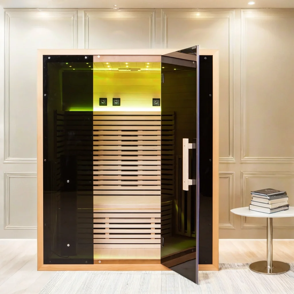 SAA FSC EMC Factory OEM Custom Sauna Room with Privacy Black Glass Far Infrared Sauna