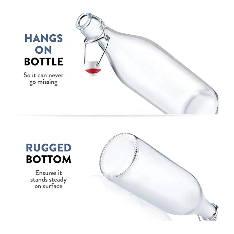 1000ml Clear Swing Top Stopper Glass Beer Bottle for Juice Kombucha