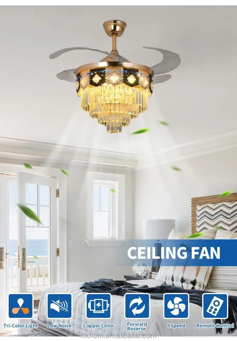 product european crystal ceiling fan light fixture fandelier with led remote 6 speed reversible dc motor living room decorative lighting-2