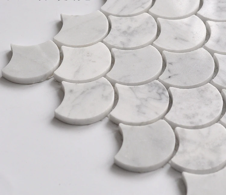 Villa Lobby Toilet Wall And Tile Pattern Carrara  Marble Mosaic