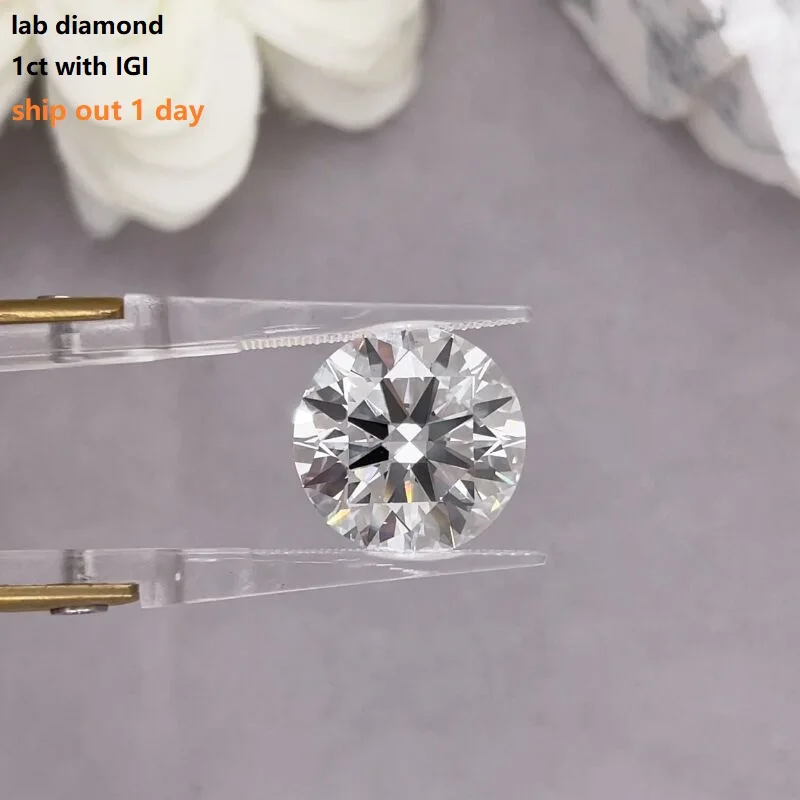 Diamant karat 0,5ct 0,3 ct Starsgem grosir Lab tumbuh Diamante bulat  brilian D VS VVS kejelasan putih HPHT CVD berlian - Main Image