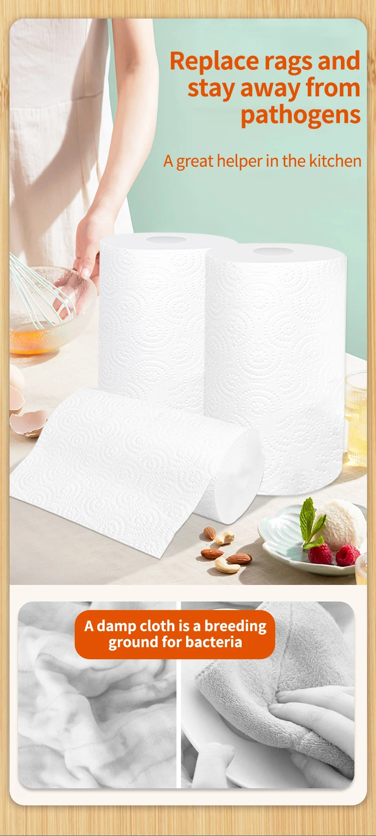 Presto! 2 Ply Kitchen Tissue/towel Paper Roll Oem Printed Embossed