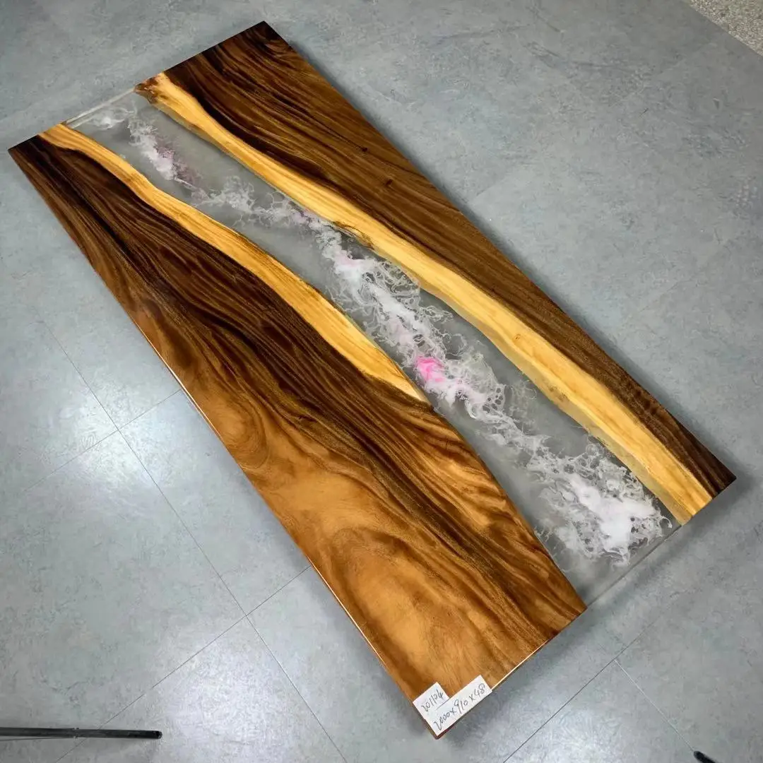 Walnut Wood High End Special Design Dinner With Shell Clear Water Honeycomb Black River Dining Epoxy Resin Office Table