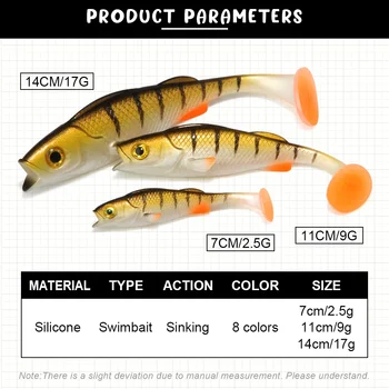 Spinopler Predator Fishing Lure 7cm 11cm 14cm Soft Body T-Tail Swimbait Bass Perch Pike Fishing UV Wobbler Rubber Shad Tackle – Soft Lure – view 5