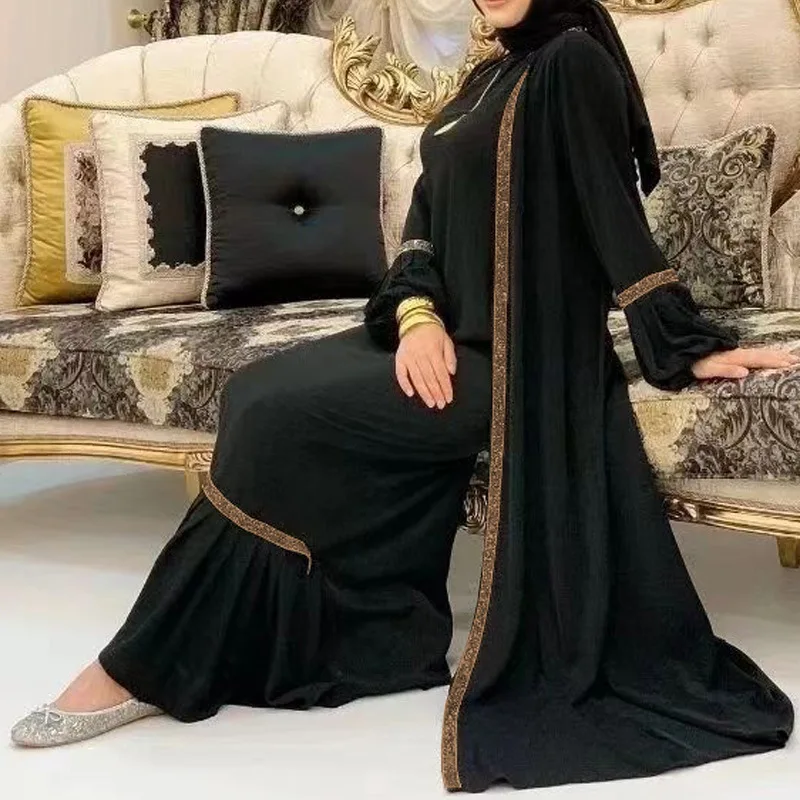 Eid Abya Muslim Women Dress 2 Piece Set Prayer Morocco Caftan
