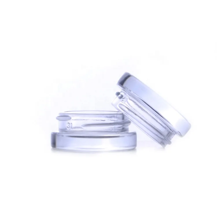 new low profile 3g 3ml CBD herbs package 5g 5ml glass jar with black lid for weed concentrate wax cbd oil eye cosmetic eye cream