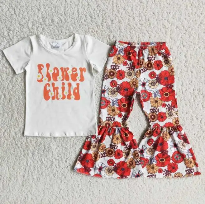Ropa Para Niñas Adolescentes Con Estampado De Flores Y Letras,Top Blanco +  Banderines De Flores Para Niños Pequeños,Ropa De Boutique - Buy Dos Piezas  Niña Conjunto,Ropa De Bebé Niñas Conjuntos,Niñas Cosas Product