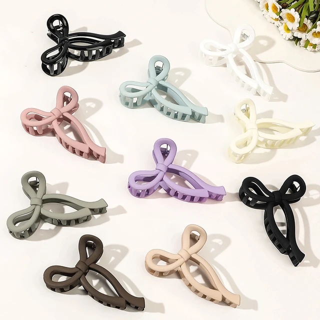 Plastic Bow Large Pinzas Para Cabello Shark Hair Claw 10cm Frosted Hollow Solid Color Clamps Clips For Girl Hair Clips For Women