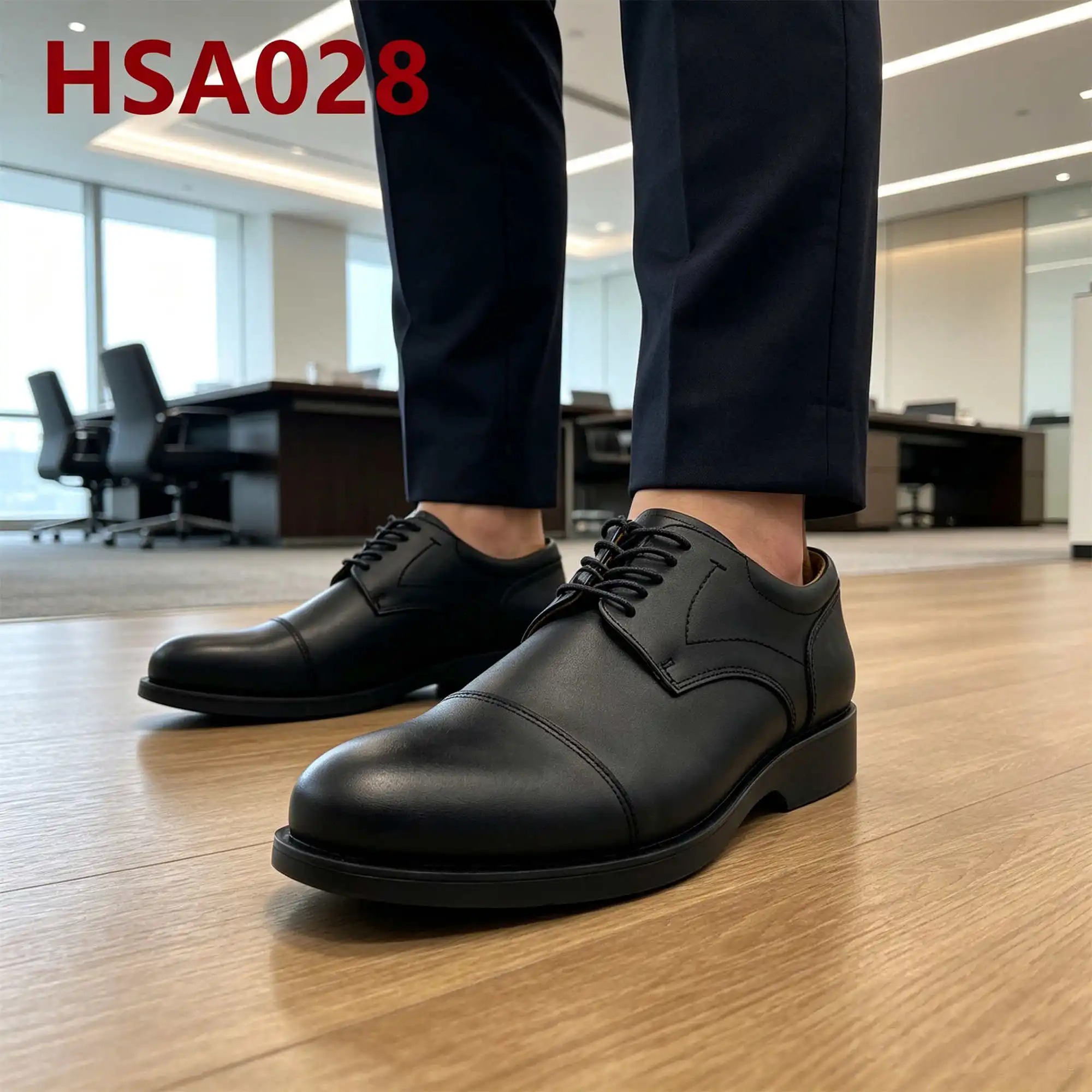 ZYF,business Travel Anti-odor Insole Lace up Men Leather Shoes Double Joints Design Round Toe Hua Singh Uniform Shoes HSA028