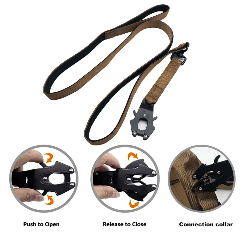 Heavy Duty Clip Nylon Combat Tactical Bungee Dog Leash Padded Pet Dog