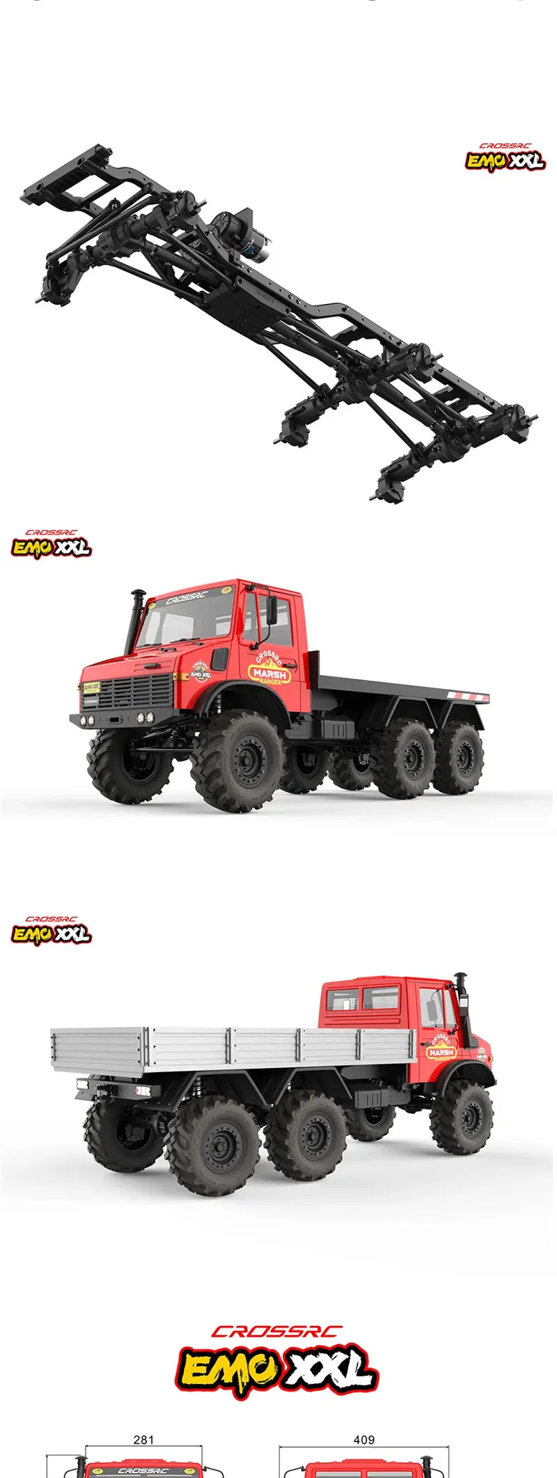 CROSSRC EMO XX XXL Big Dinosaur Sword Dragon Thunder Dragon 1/6 RC Car Model 4x4 6x6 Climbing Crawler Rally Truck Brushless RTR