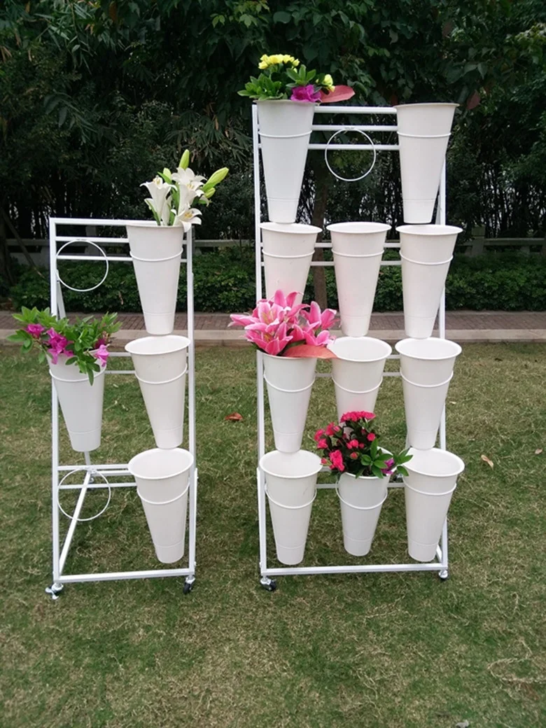 Flower Display Stand Metal with Black or White Buckets Flower Display Stand