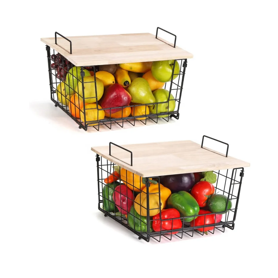  Veckle Cesta de almacenamiento de papas, carrito de  almacenamiento de papas y cebollas de 3 niveles con ruedas, organizador  apilable de alambre para almacenamiento de frutas y verduras, para cocina, 