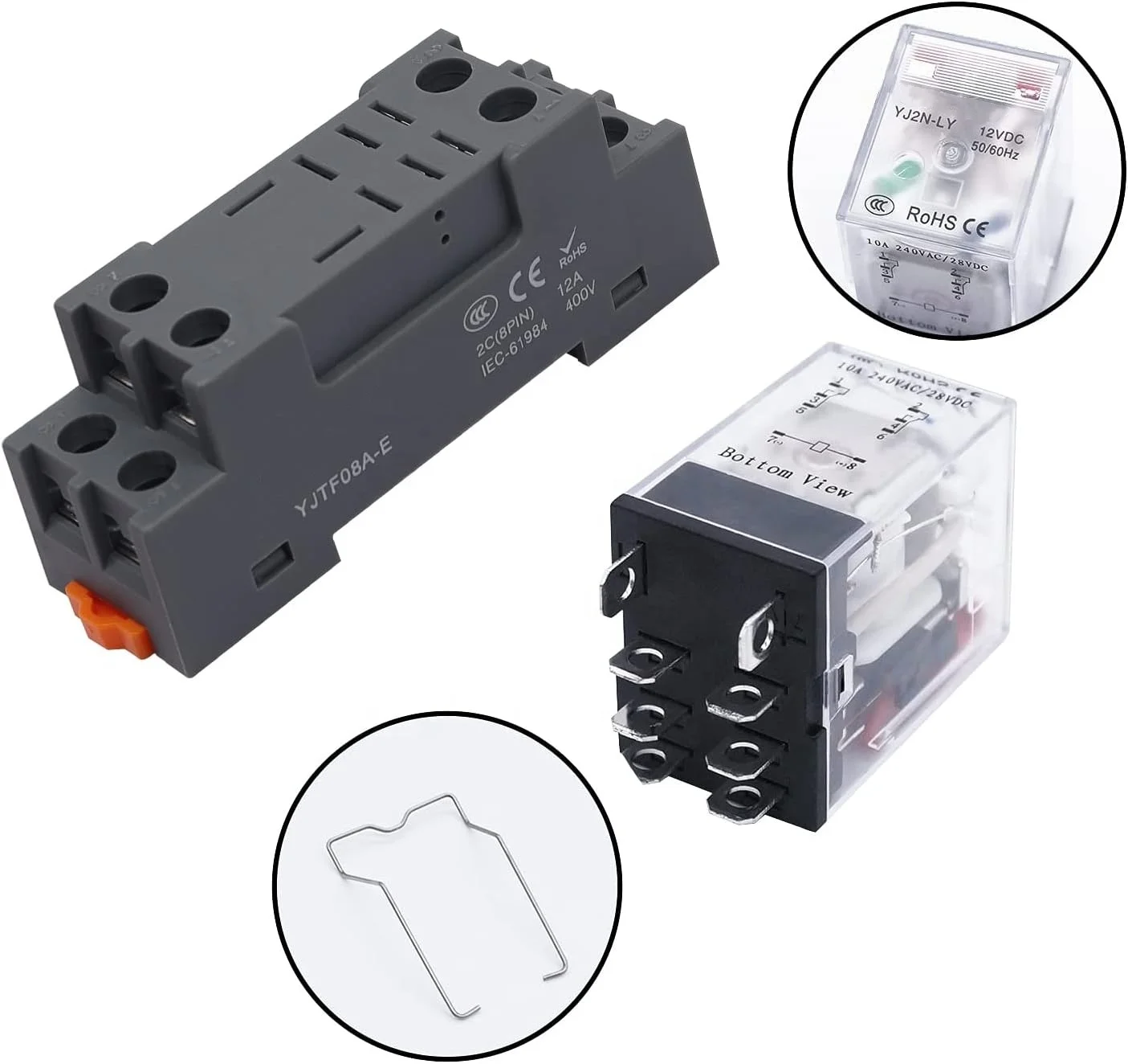 Contactor 120v Coil 12V 8-Pin Power Relay With Socket - DPDT 5Amp Electromagnetic Relay 12v Relay