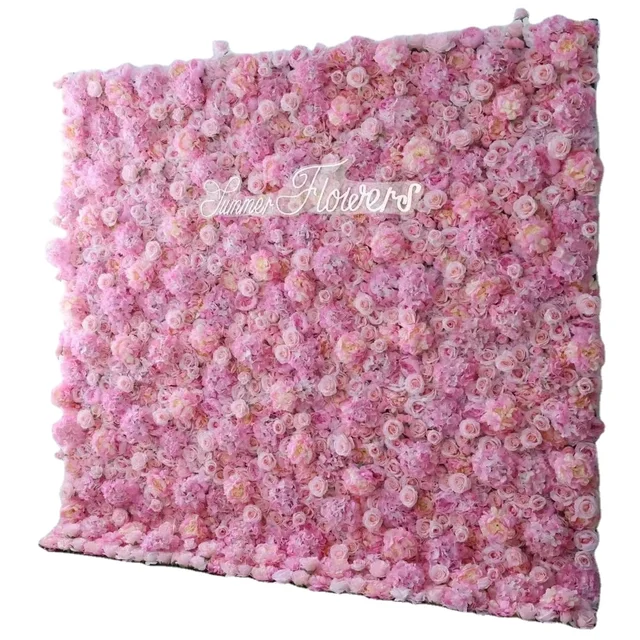 Pink artificial flower wall background wedding decoration wall simulated flower wall