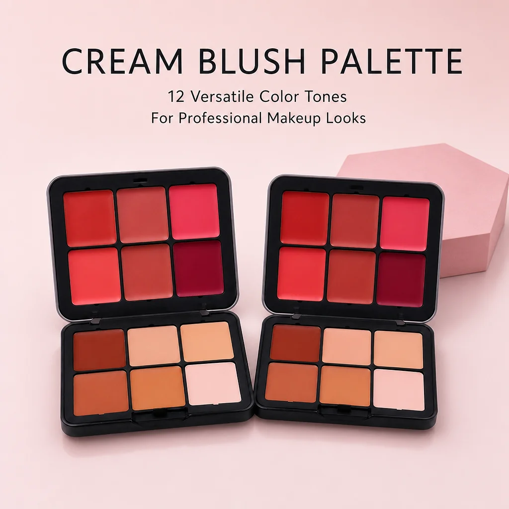 12 Color Cream Blush and Concealer Makeup Palette Face Compact Custom Logo Wholesale Cosmetic Vendor