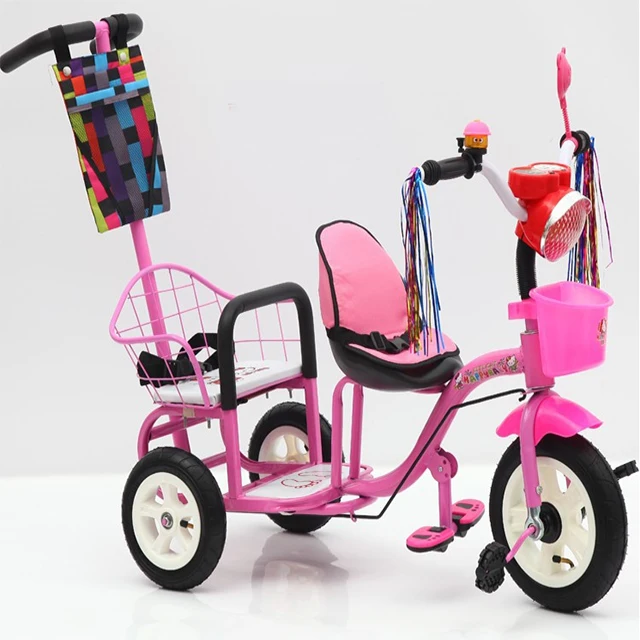 2024 NEW Factory WholesaleThree Wheels Trailer Kids Double Seat Baby Twins Tricycle for Children Ride Toys with Pedal