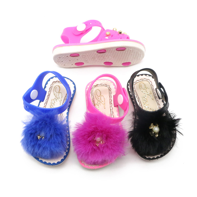 Детские летние милые меховые сандалии для девочек, красивые Самые продаваемые детские Тапочки