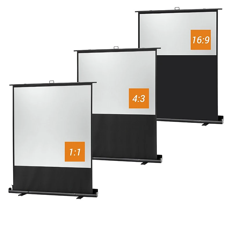 100'' Floor Pull Up Projection Screen Portable Floor Standing Projector