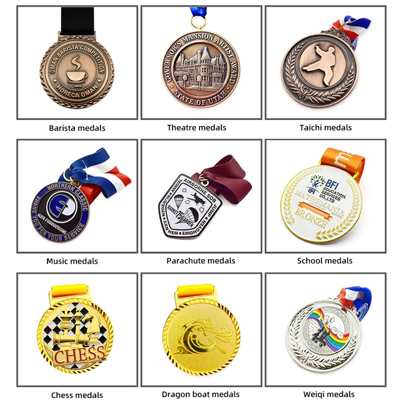 RENHUI Muscat Metal Crafts Custom Medals and Trophies Medals Awards Oman Old Guatemala Trophie Maker