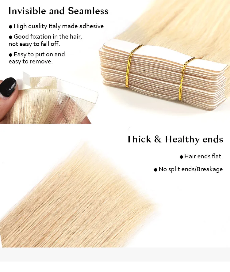 Wholesale Double Drawn Remy Hair Extensions Tape In Vendor Virgin Bone ...