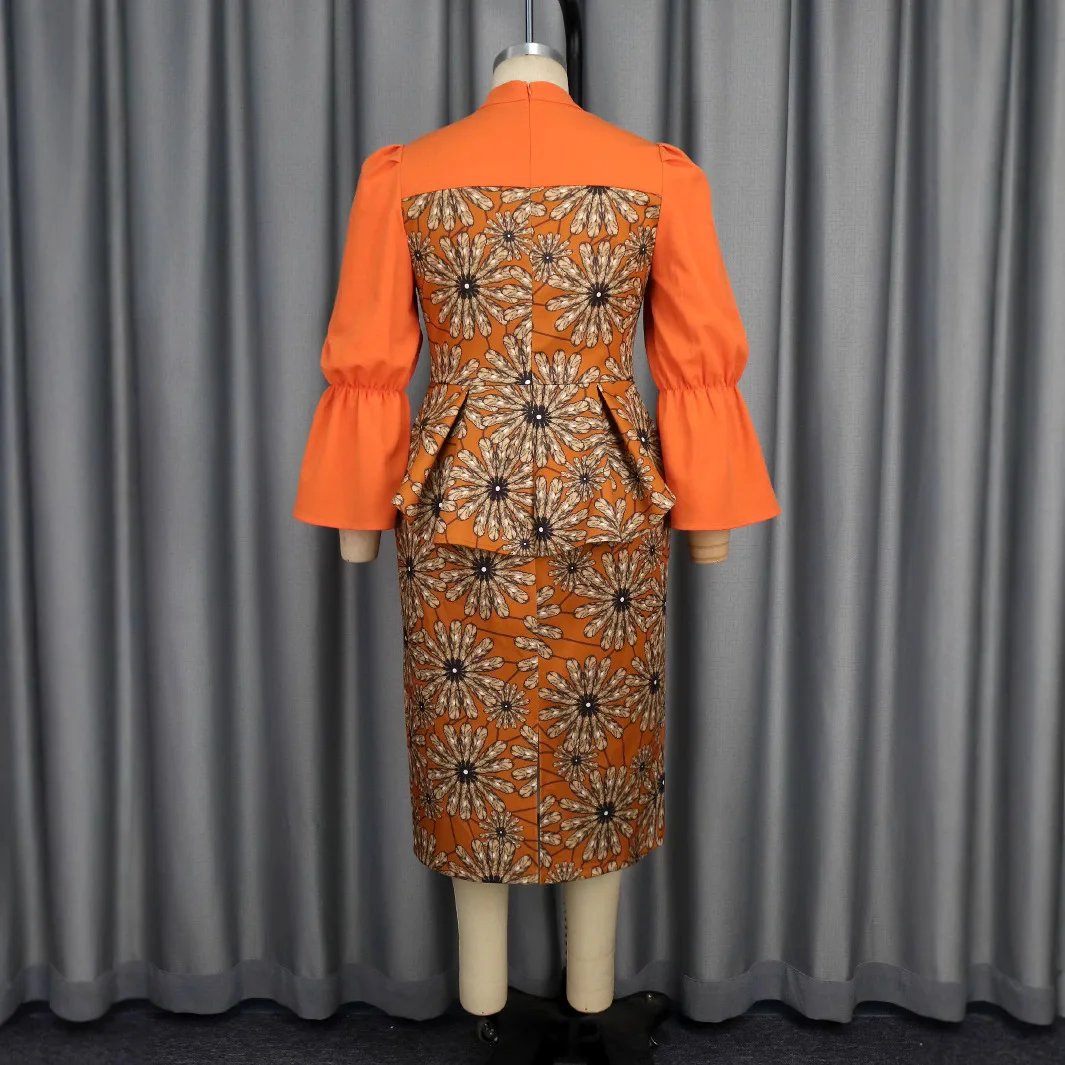2025 Africa Printed Dress Africa Fat Women Dress Plus Size Midi Bodycon  Dress