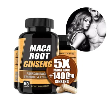 OEM Men Power Capsule Boost Energy Dietary Supplement Ginseng Black Maca Root Extract Capsule Pills