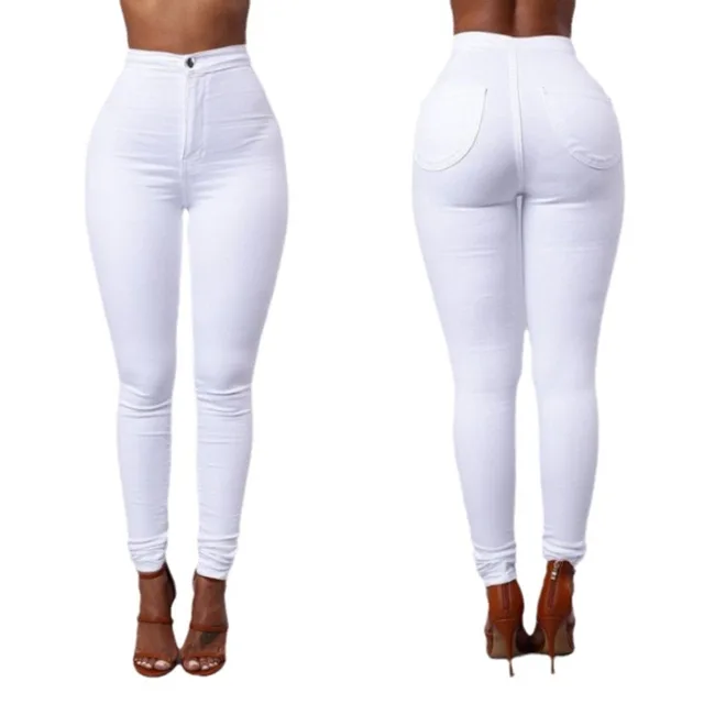 European and American spliced women's pants high-waisted tight-fitting slim-legged pants solid color stretch women's trousers