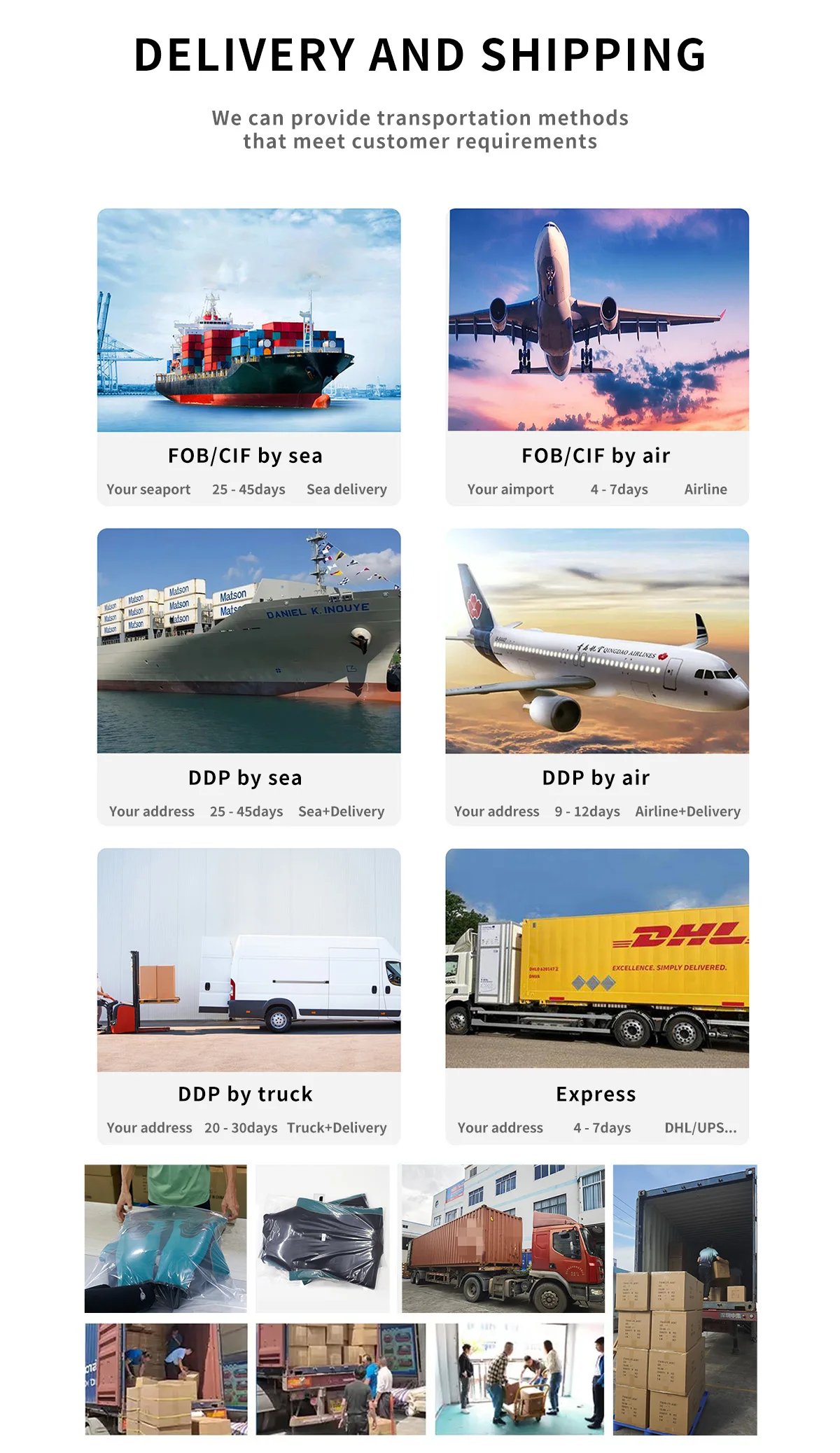 Packaging & shipping specifications