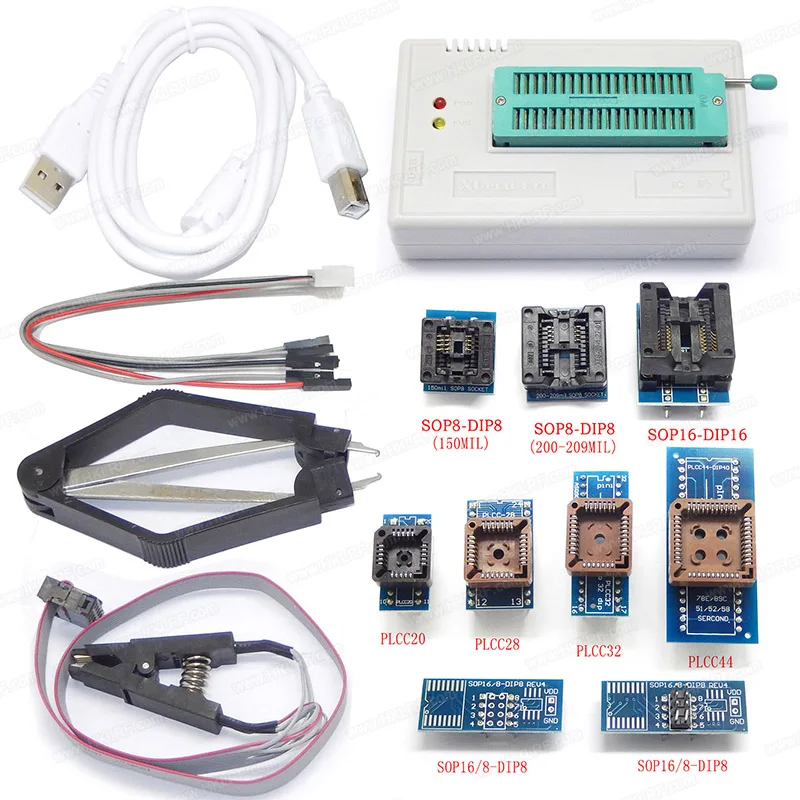 Kit de programmateur universel USB pour TL86II Plus EEPROM FLASH 8051 AVR MCU GAL PIC avec 10 adaptateurs
