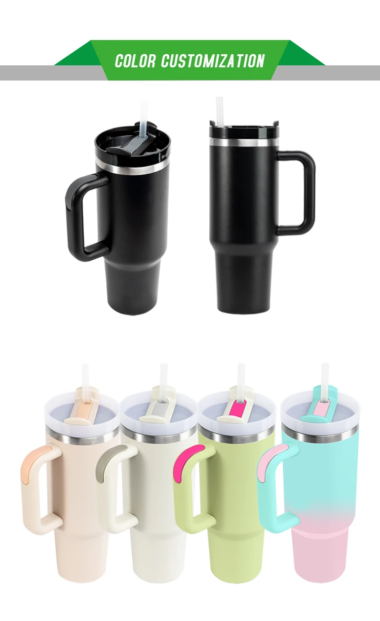 40oz Tumbler With Handle Insulated Stainless Steel Travel Coffee Mug ...