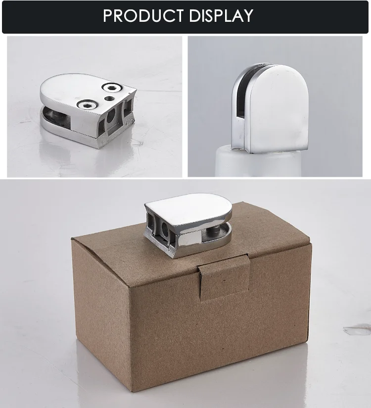 D shape Zinc Alloy stair railings glass fixing clip clamp