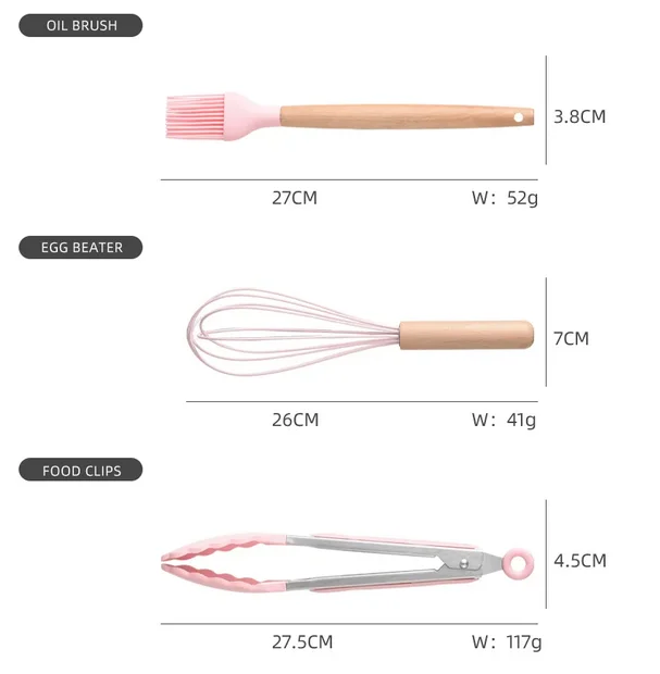 Durable 19piece Silicone Kitchen Tool Cooking Utensil Set Premium